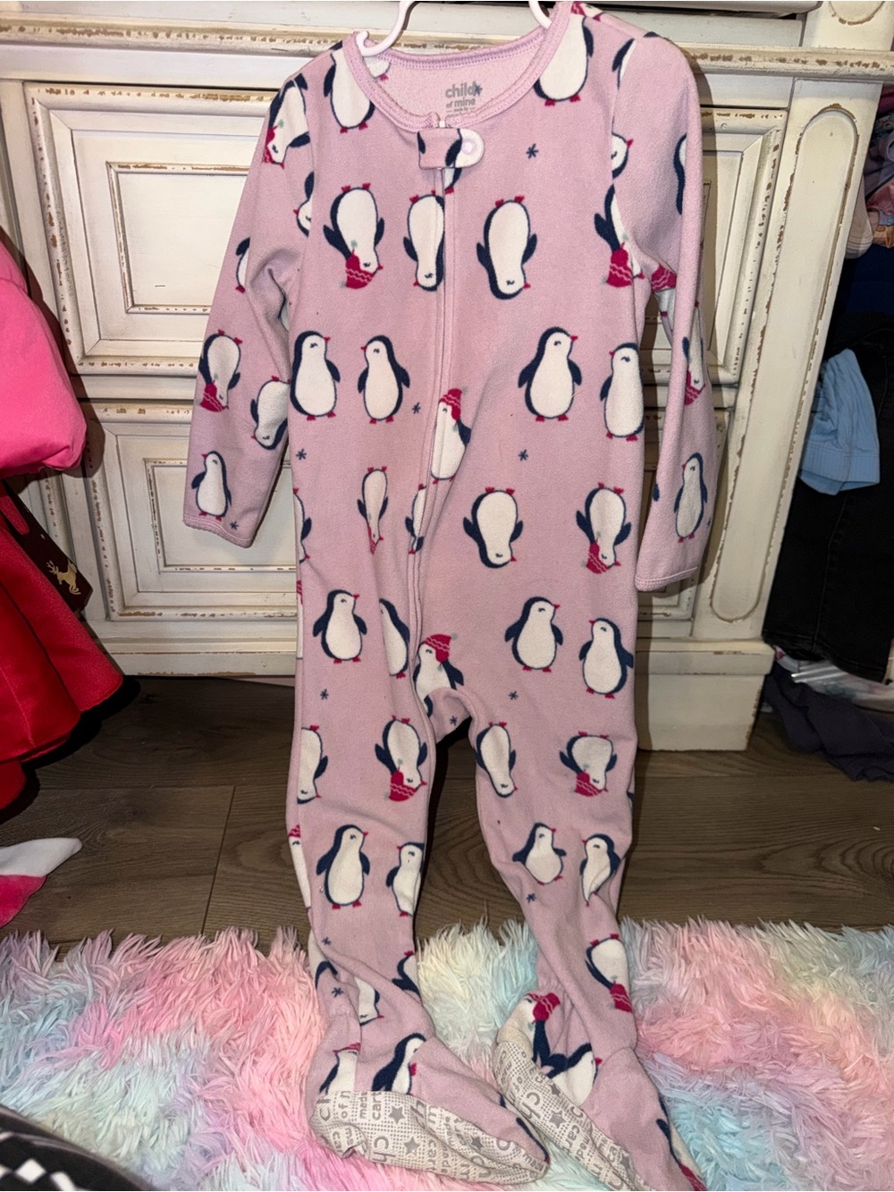Carter's Pink Penguin Fleece Footed Pajamas